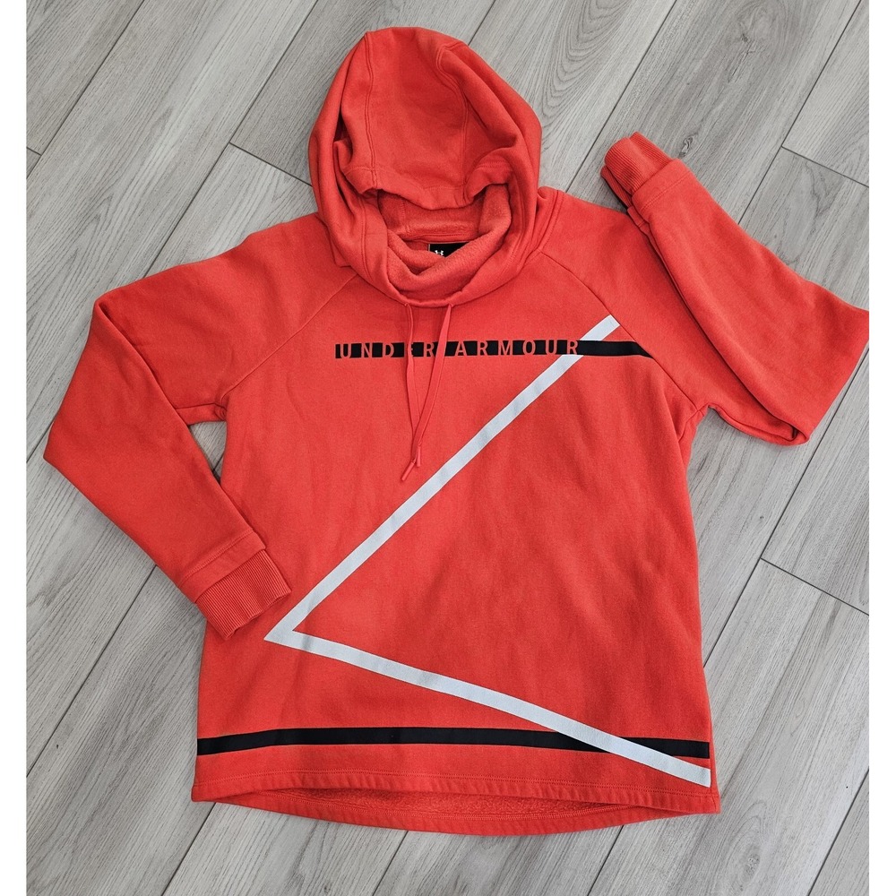 Under Armour Hoodie Womens Medium Orange Loose Fit Cowl‎ Neck Drawstring